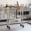 Kitchen Work Table with Wheels 32.5"x11.8"x33.5" Stainless Steel