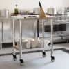 Kitchen Work Table with Wheels 32.5"x21.7"x33.5" Stainless Steel