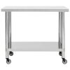 Kitchen Work Table with Wheels 39.4"x17.7"x33.5" Stainless Steel