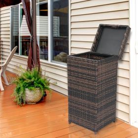 Brown Gradient Woven Rattan Trash Can With Top Cover (Option: Brown Gradient Cane)